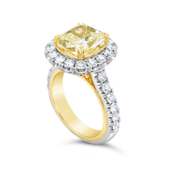 Yellow Diamond Ring with Diamond Halo - LPR839