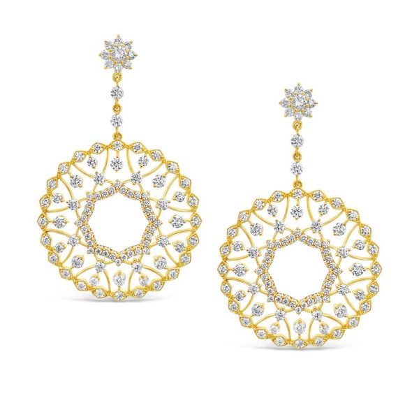 Jack Kelége 18k yellow gold diamond drop earrings - KGE267Y
