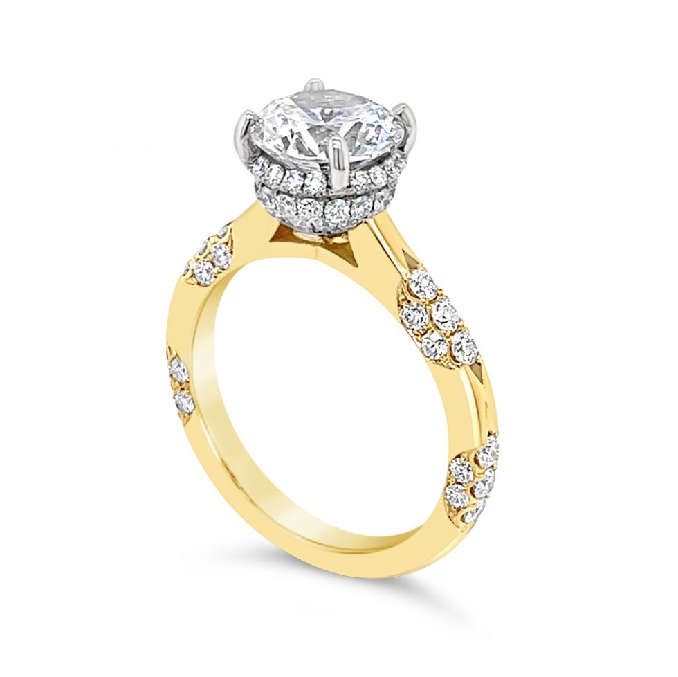 Hidden Halo Round Solitaire Engagement Ring - KGR1282Y