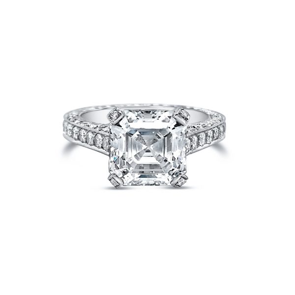 Jack Kelége asscher cut diamond engagement ring in platinum - KPR445