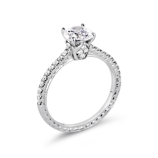Diamond Pavé Solitaire Engagement Ring - KGR1133
