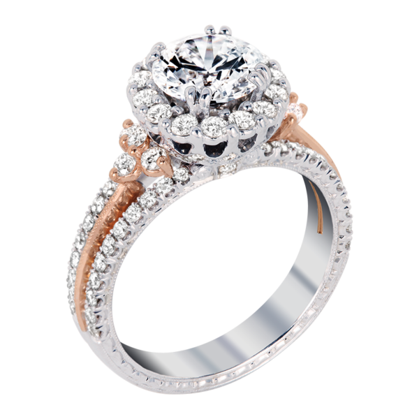 Split Shank Diamond Halo Engagement Ring - KGR1085