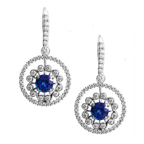 Sapphire and Diamond Drop Earrings - KGE219