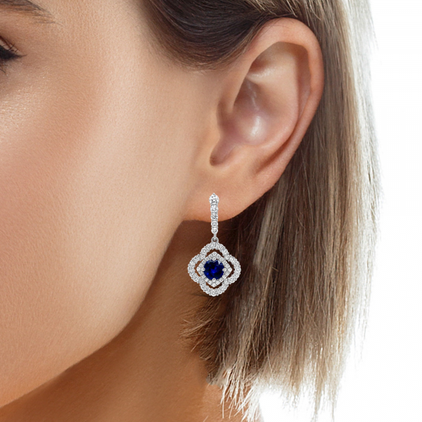 Sapphire and Diamond Drop Earrings - KGE263